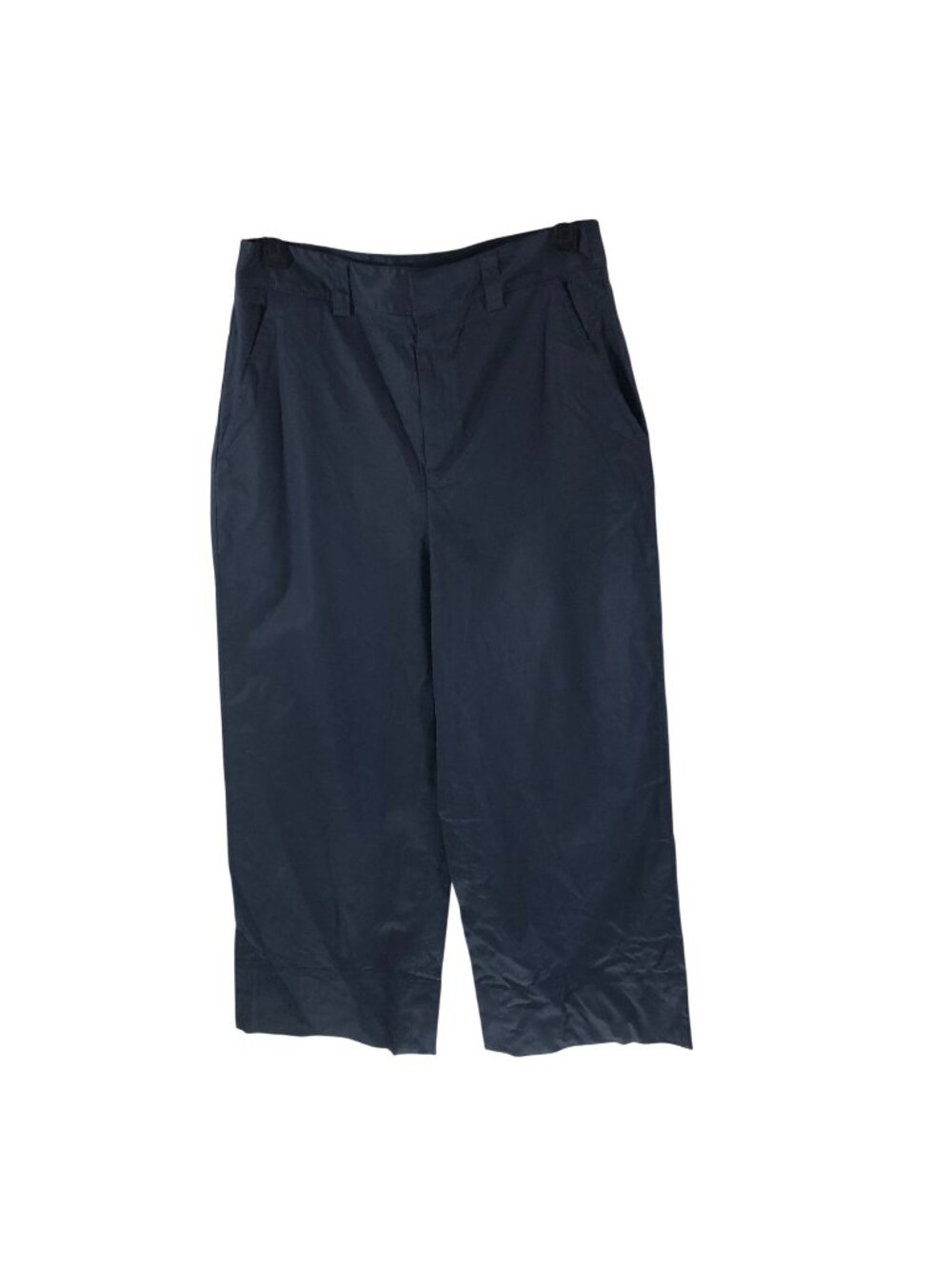 1901 Womens Khaki Pants Wide Leg Cropped Cotton Blend Pockets Navy Blue 8